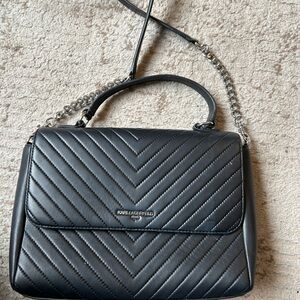 Karl Lagerfeld Black Leather Chevron Women's Bag